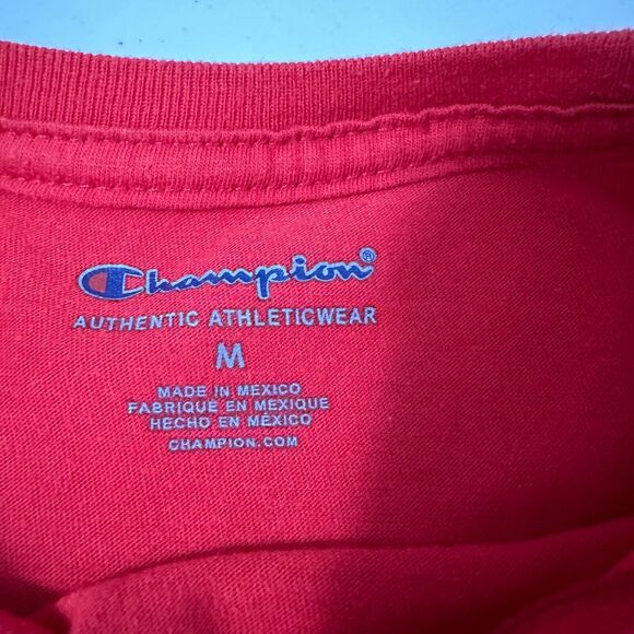 Champion T-Shirt Boys Size M Red Graphic Script Logo Cotton Blend Short Sleeve - Picture 5 of 8